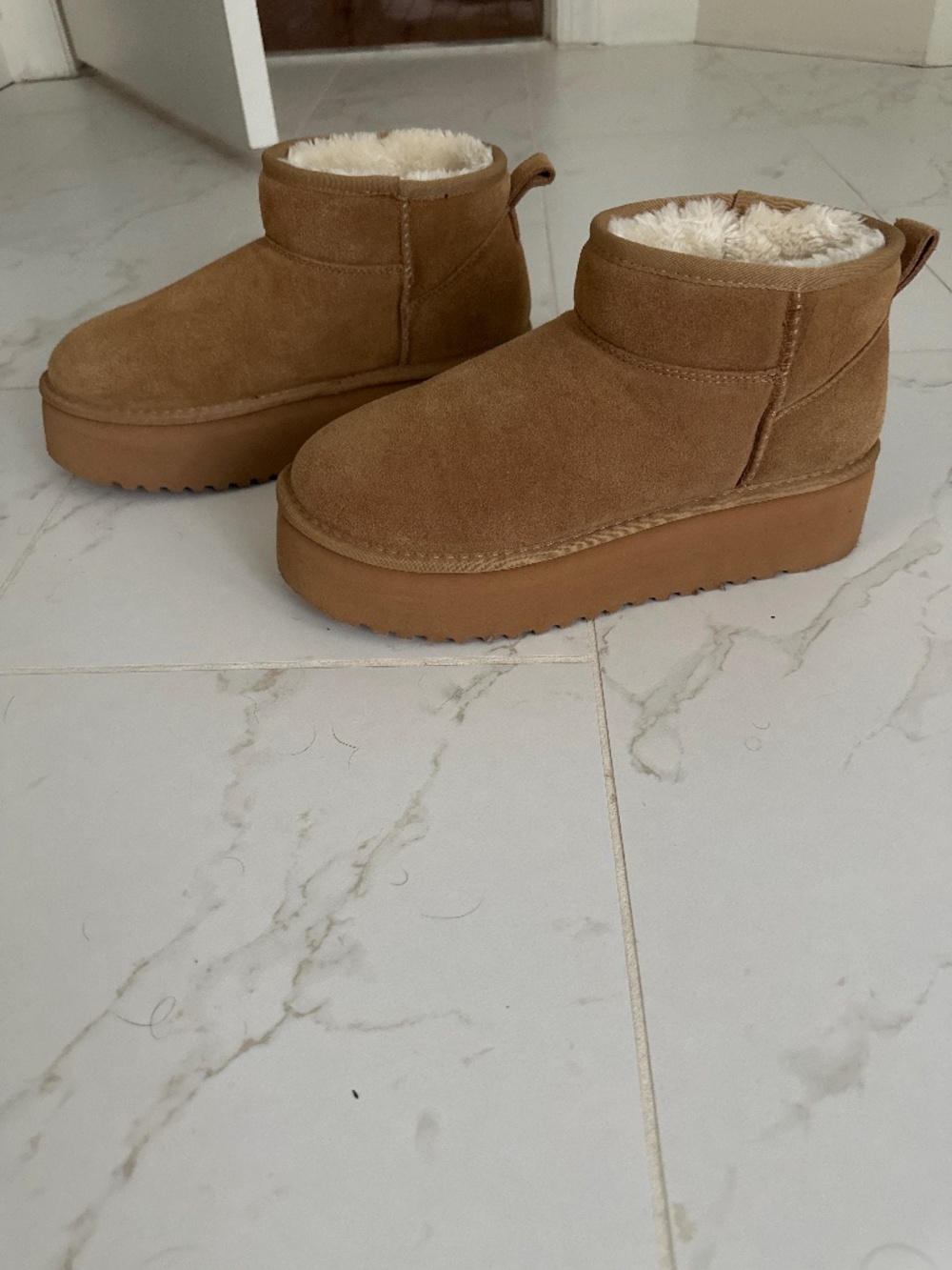 Genuine suede brown ankle boots